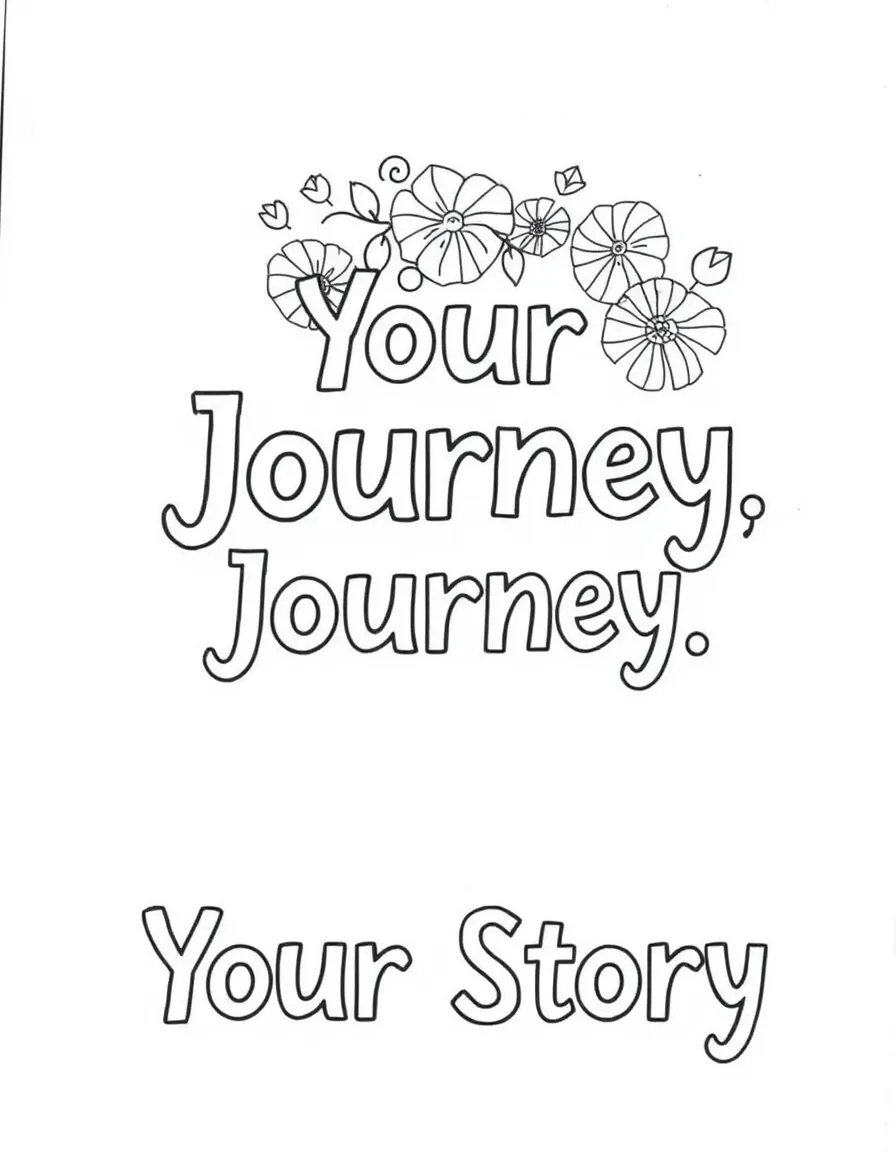 **Your Journey, Your Story** personal narrative coloring page, include the text "Your Journey, Your Story".