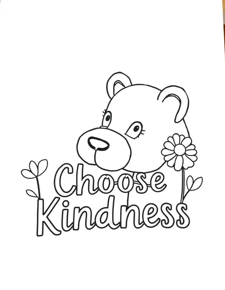 **Choose Kindness** compassionate choice coloring page, include the text "Choose Kindness".