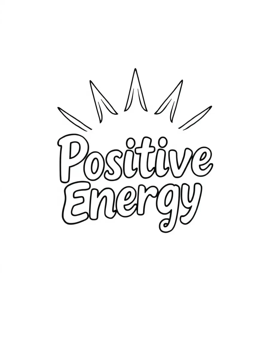 **Positive Energy** vibrant coloring page, include the text "Positive Energy".