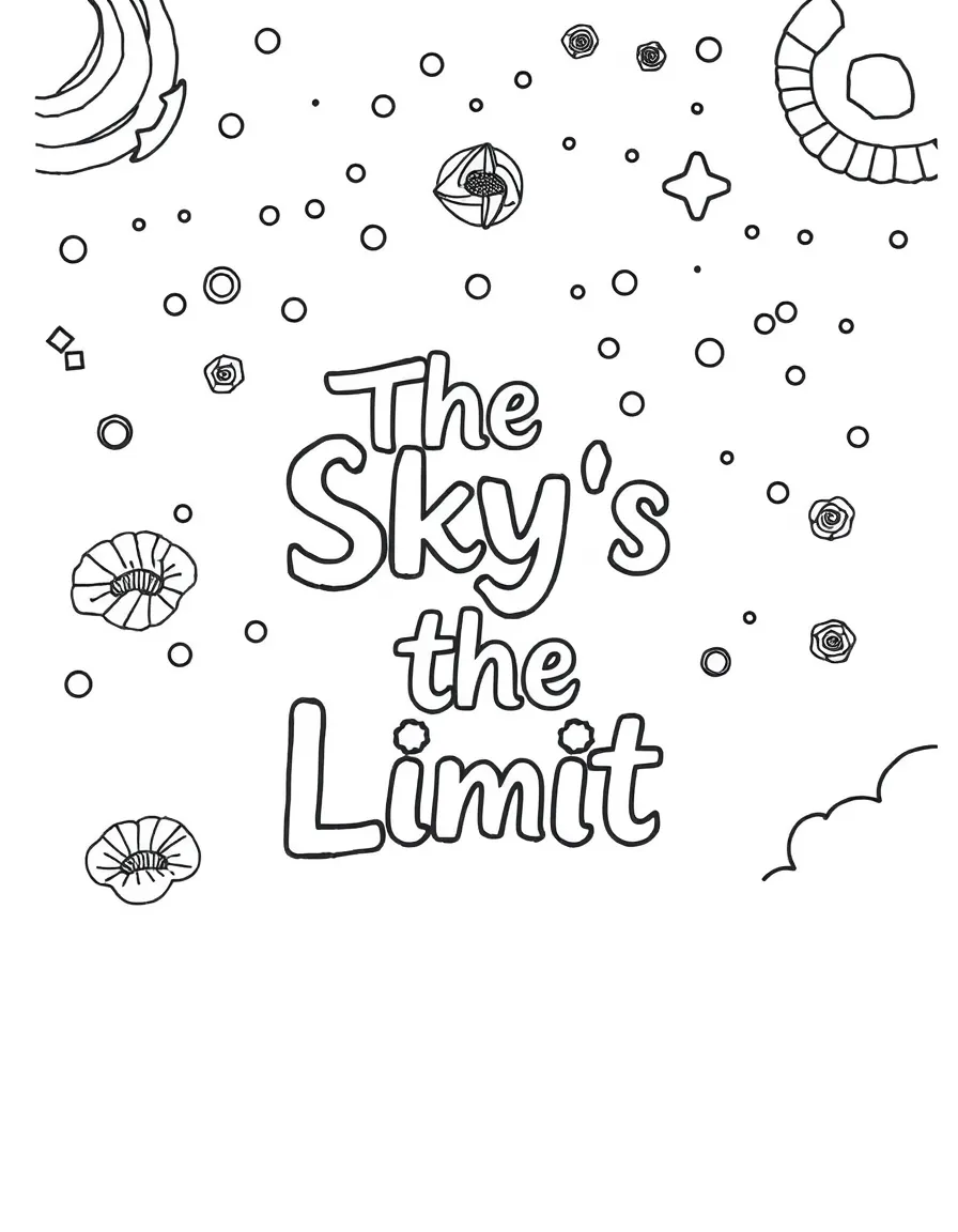 **The Sky's the Limit** boundless potential coloring page, include the text "The Sky's the Limit".