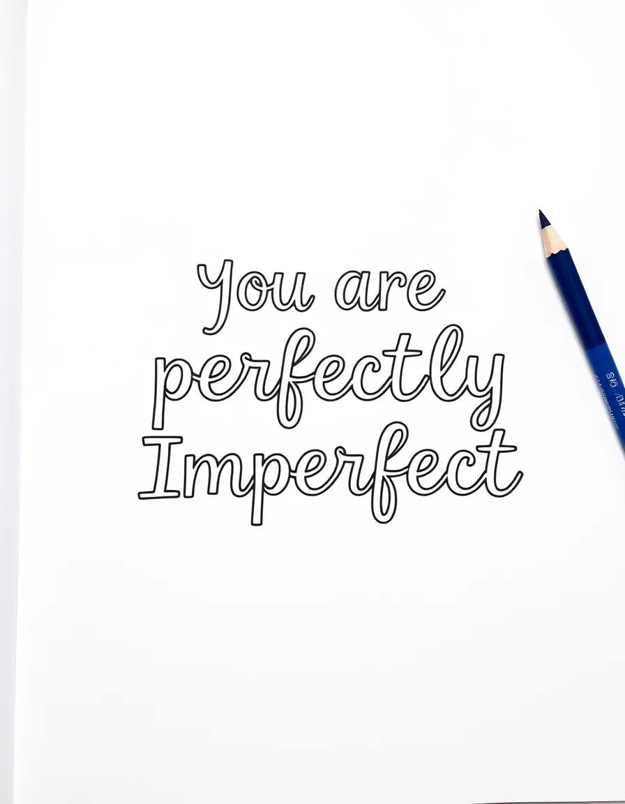 **You Are Perfectly Imperfect** self-acceptance coloring page, include the text "You Are Perfectly Imperfect".