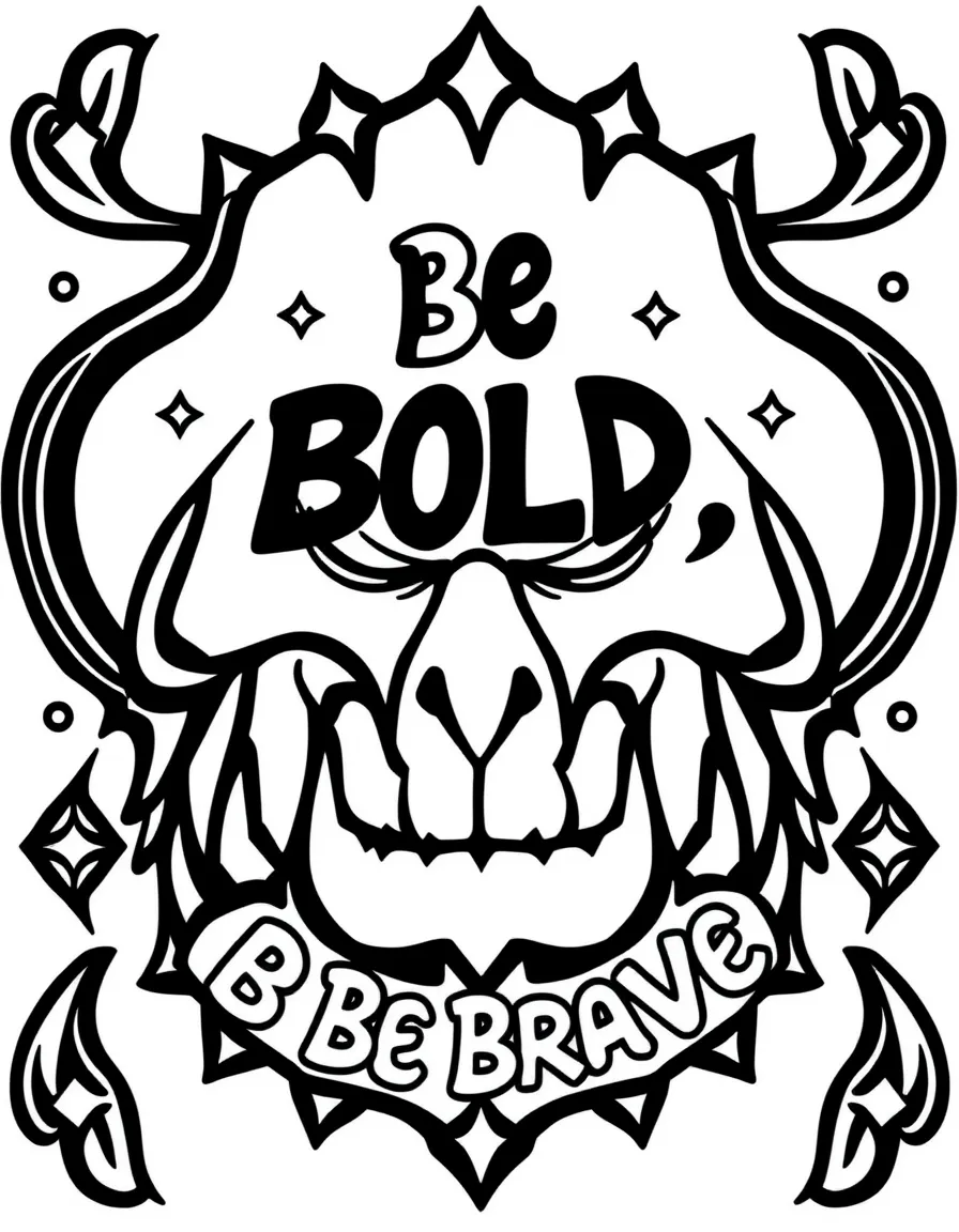 **Be Bold, Be Brave** courageous coloring page, include the text "Be Bold, Be Brave".