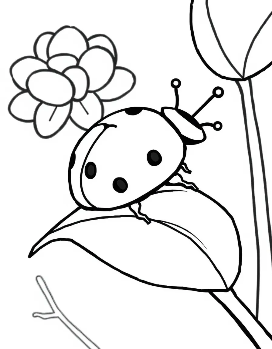 cute ladybug on a leaf coloring page