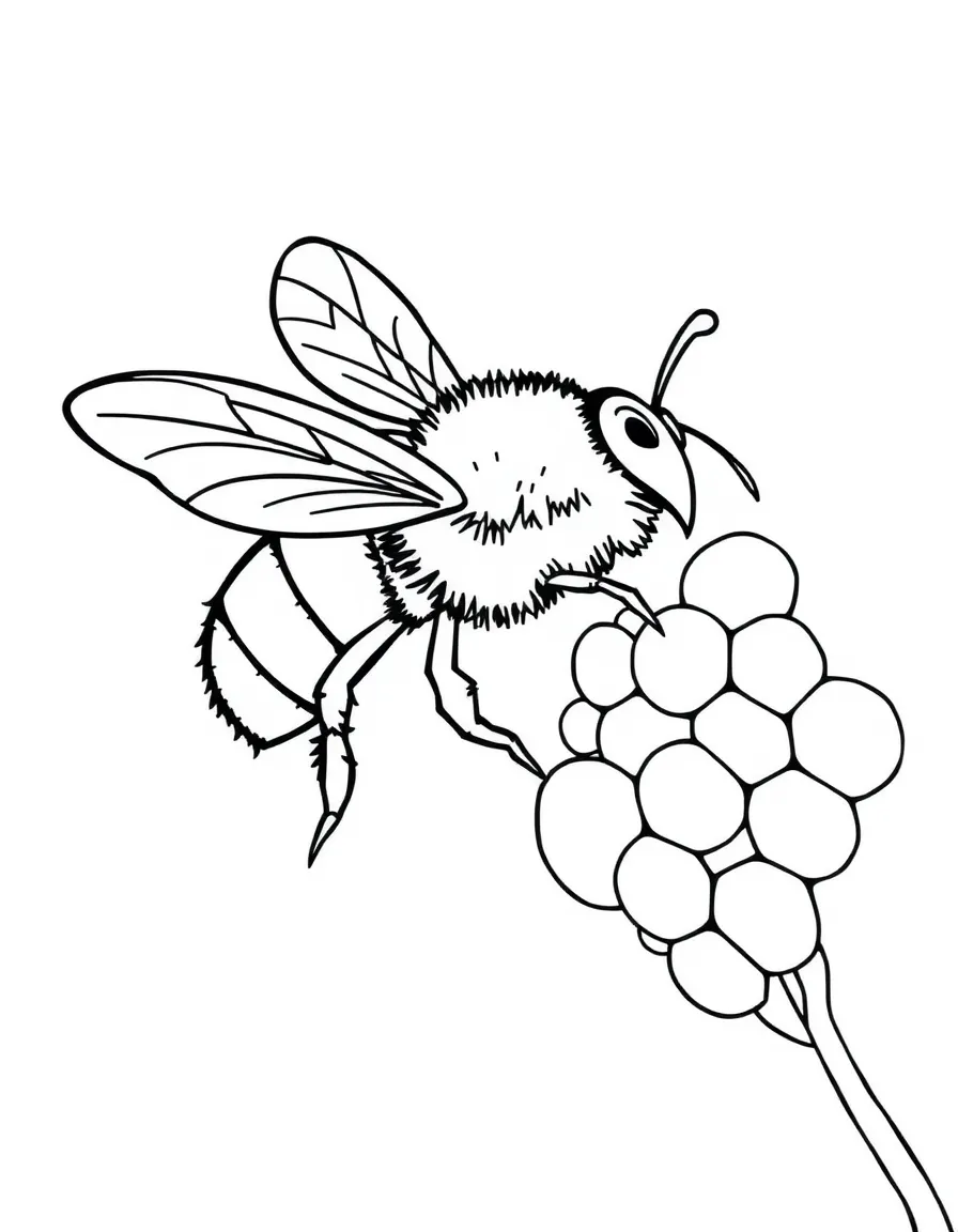 buzzing bee near a honeycomb coloring page