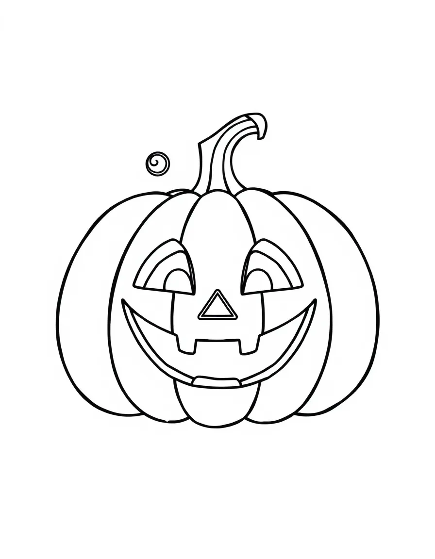a happy pumpkin with a carved face coloring page