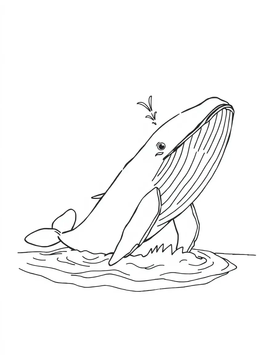 a majestic whale spouting water coloring page