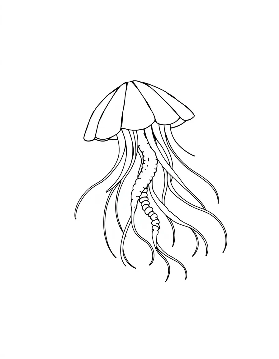 a graceful jellyfish floating coloring page