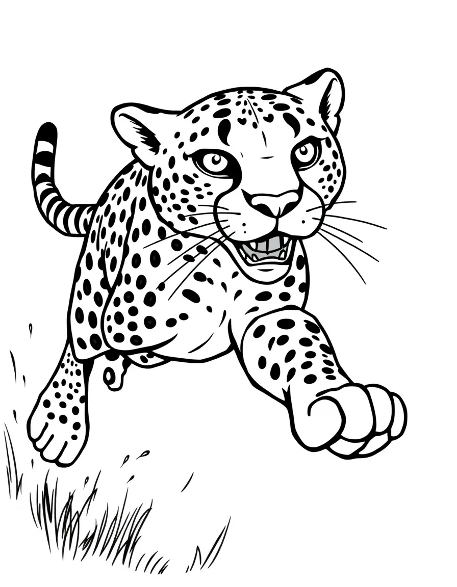 a speedy cheetah running coloring page
