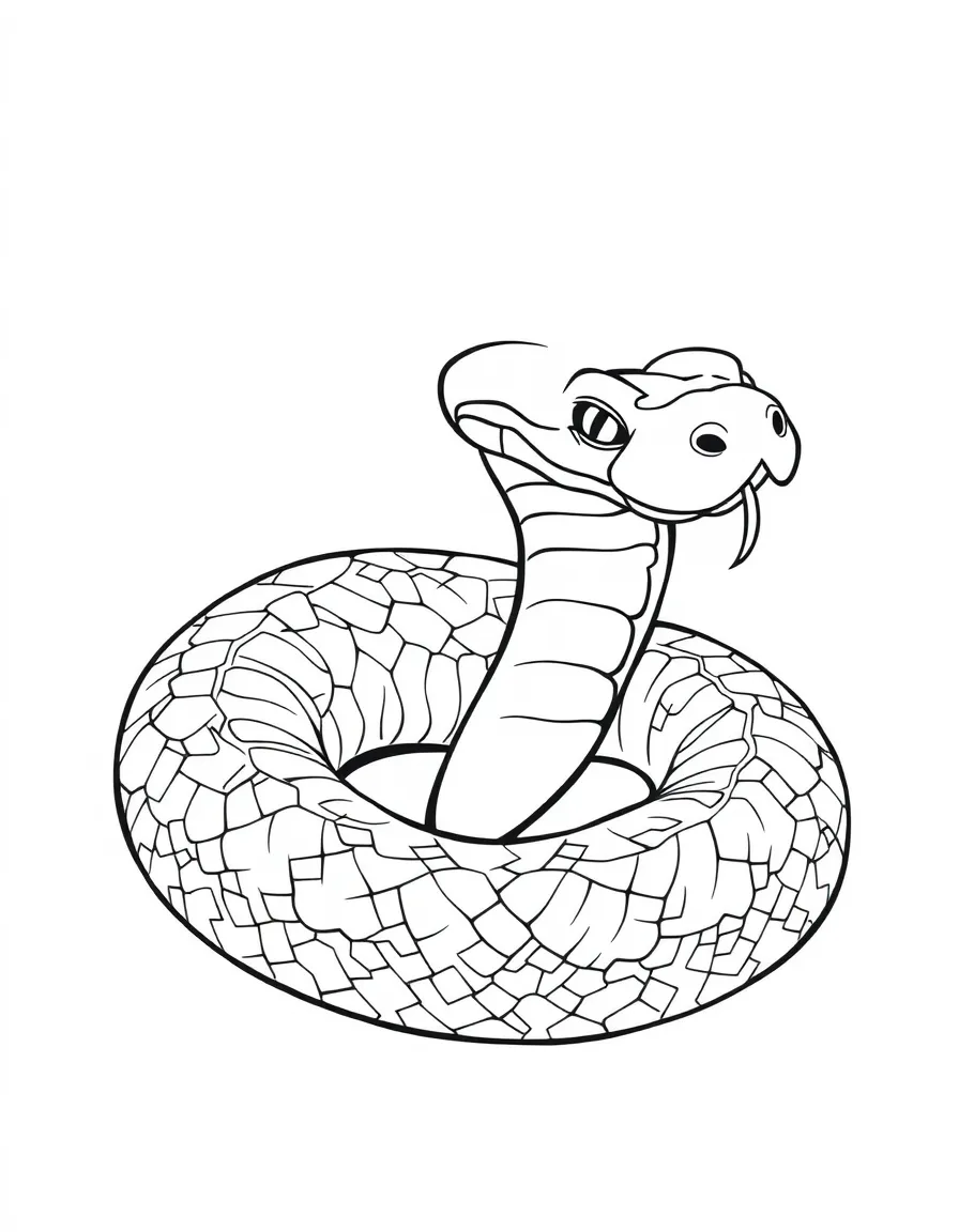a sly snake coiled up coloring page