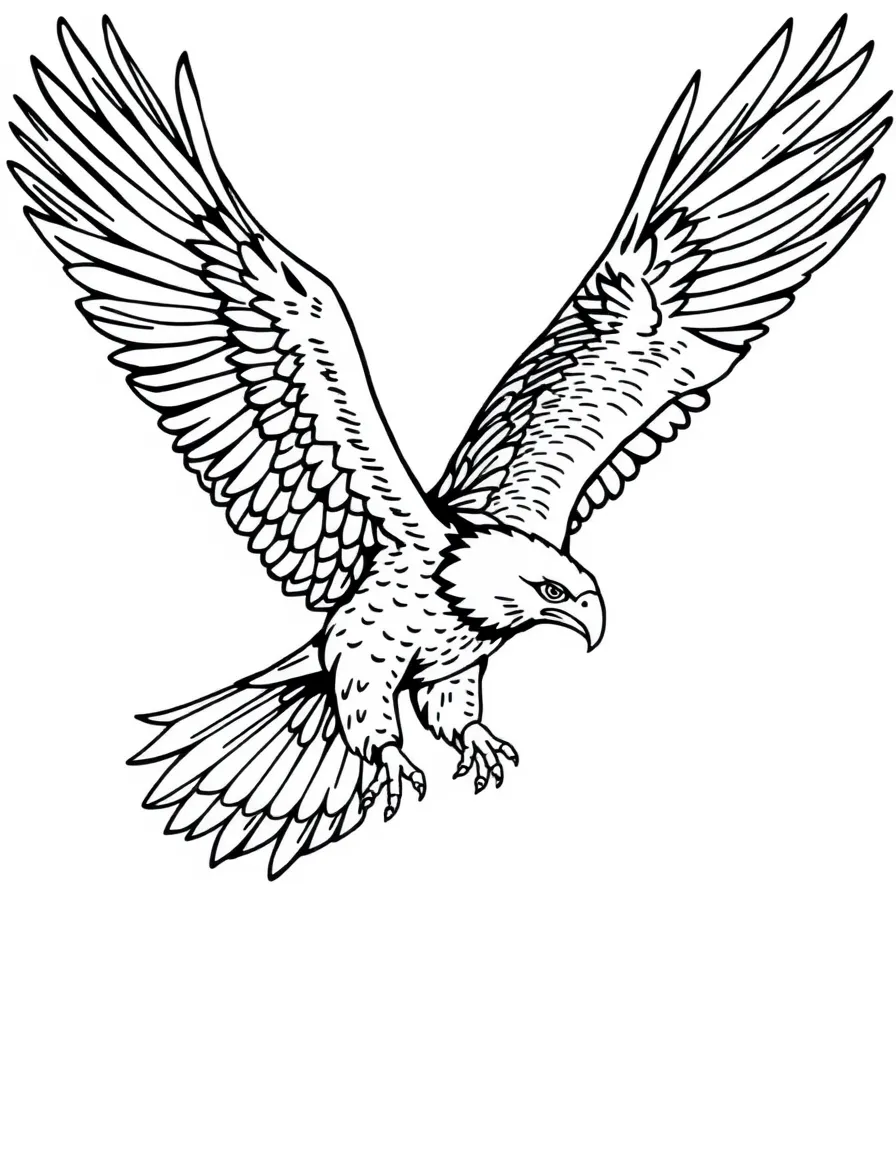 a majestic eagle soaring coloring page