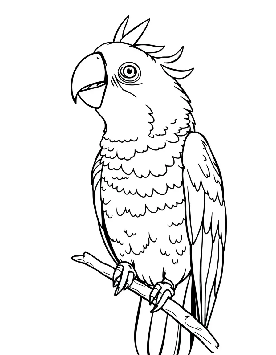 a clever parrot mimicking words coloring page