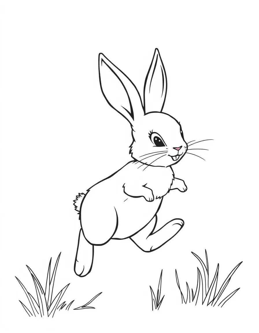 a swift rabbit hopping coloring page