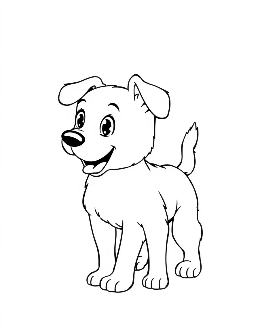a loyal dog wagging its tail coloring page