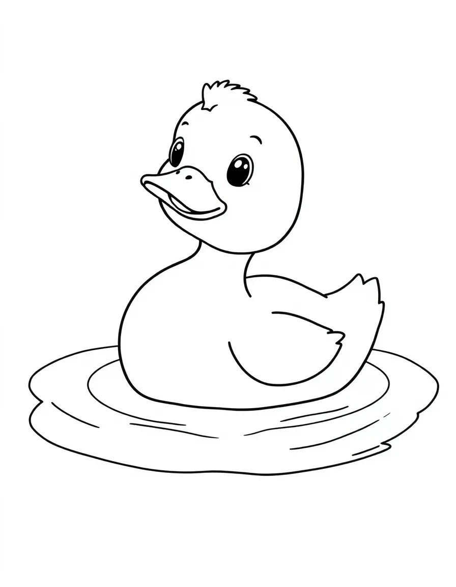 a sweet little duckling swimming coloring page
