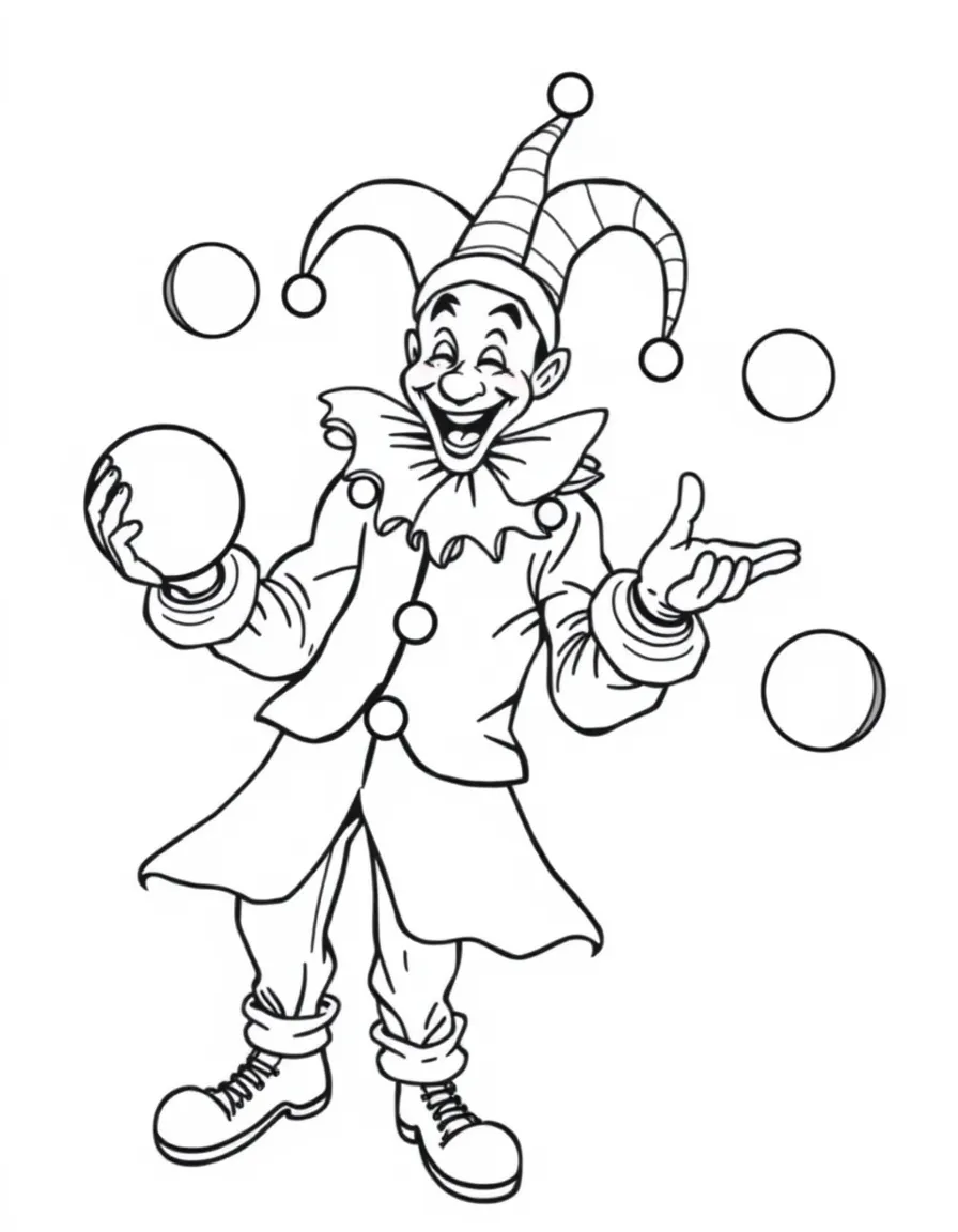 joyful jester juggling balls coloring page