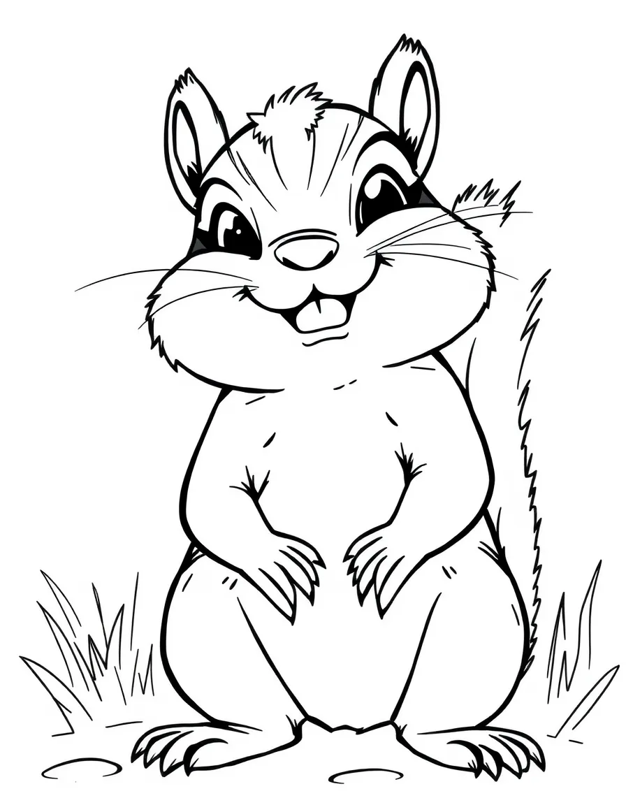 energetic chipmunk with puffed cheeks coloring page