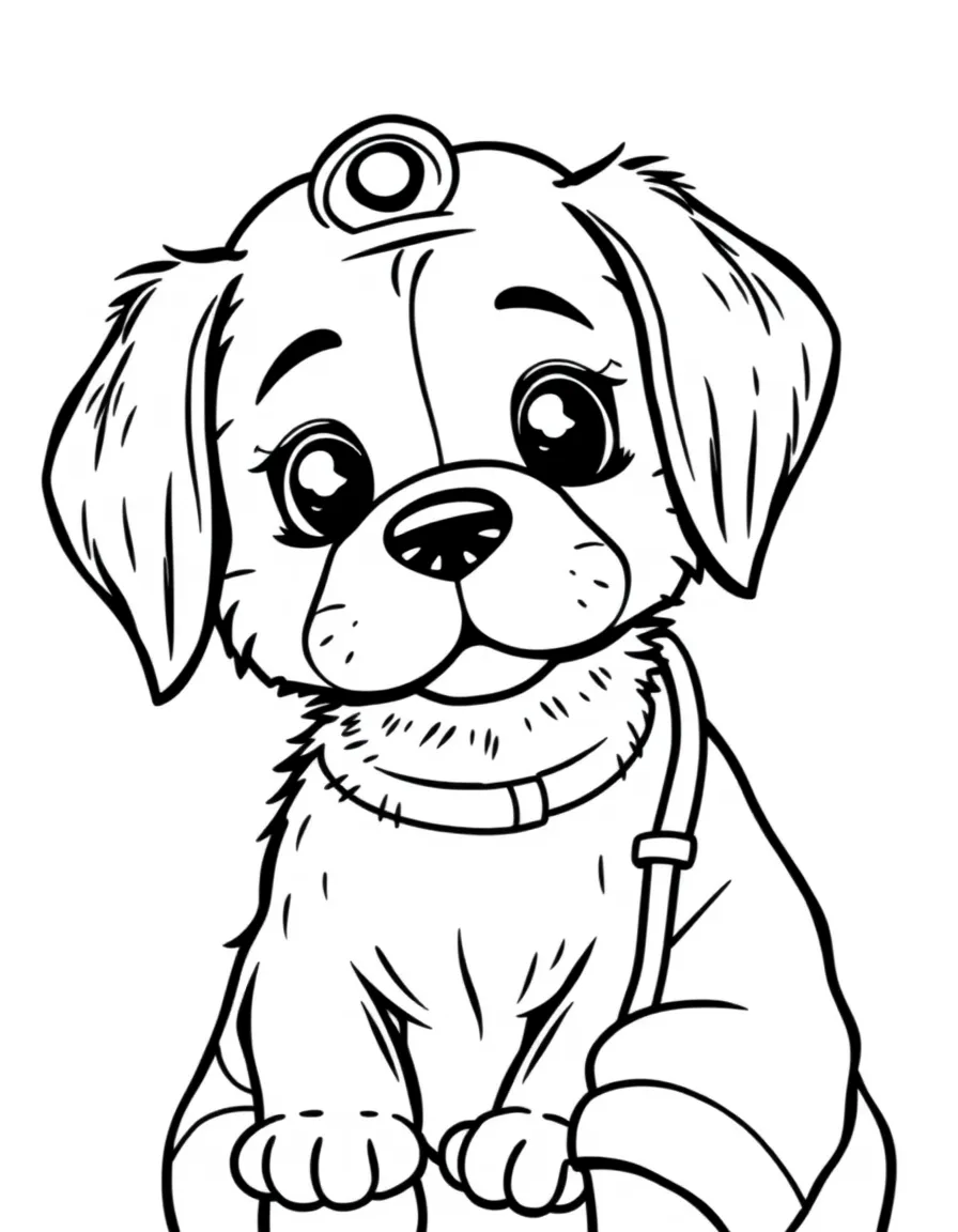 kind veterinarian with a puppy coloring page
