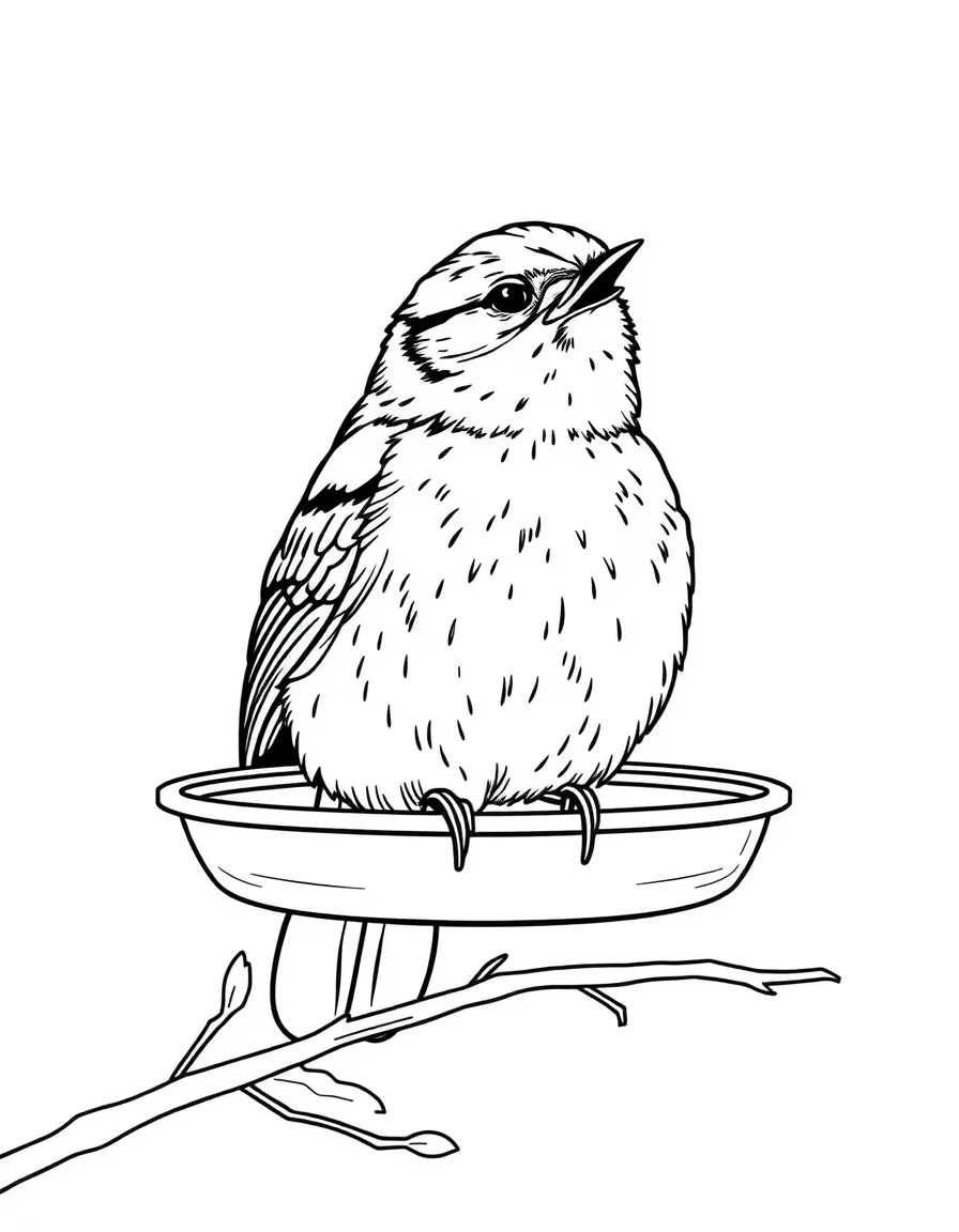 singing bluebird on a feeder coloring page