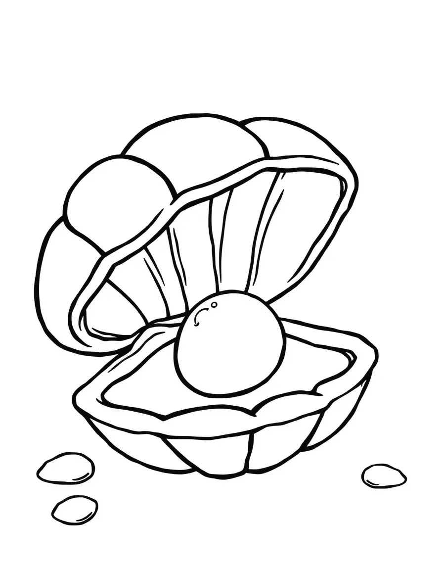 a friendly clam with a pearl coloring page