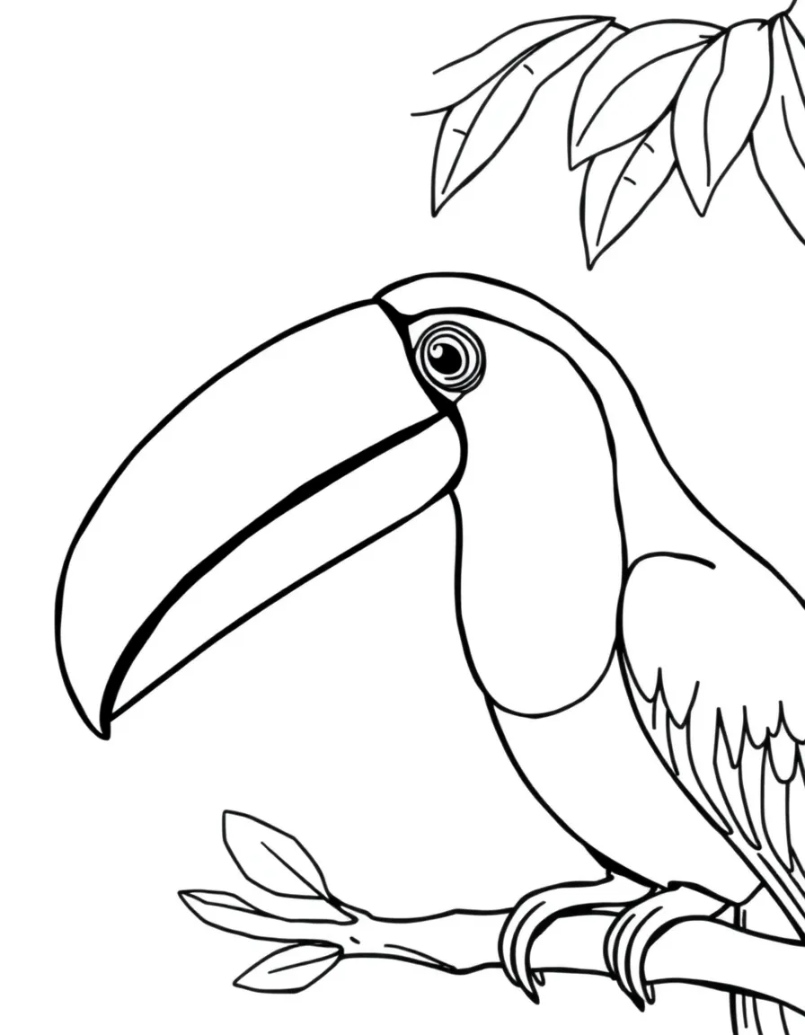 a colorful toucan with big beak coloring page
