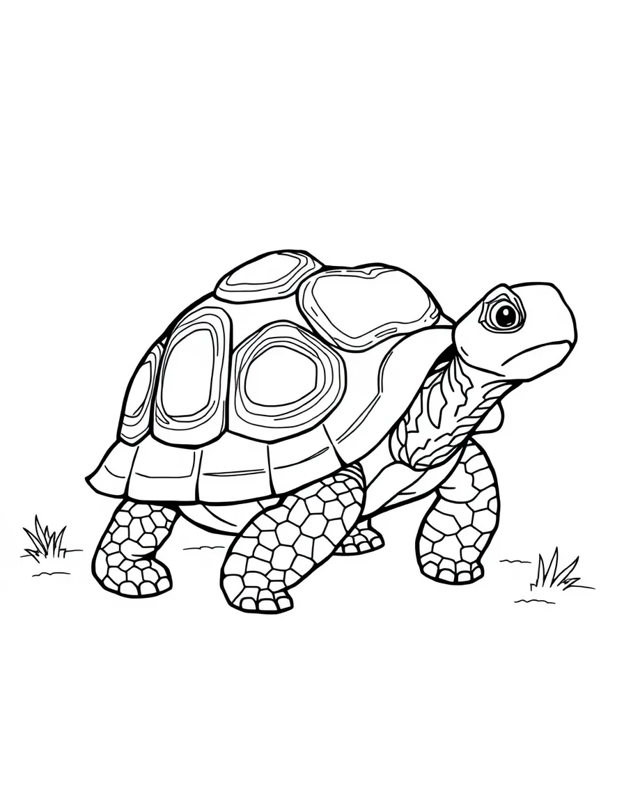 a wise old tortoise carrying its shell coloring page
