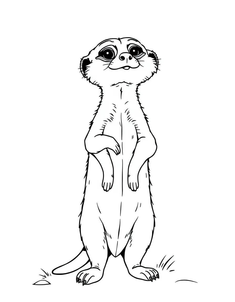 a playful meerkat standing guard coloring page
