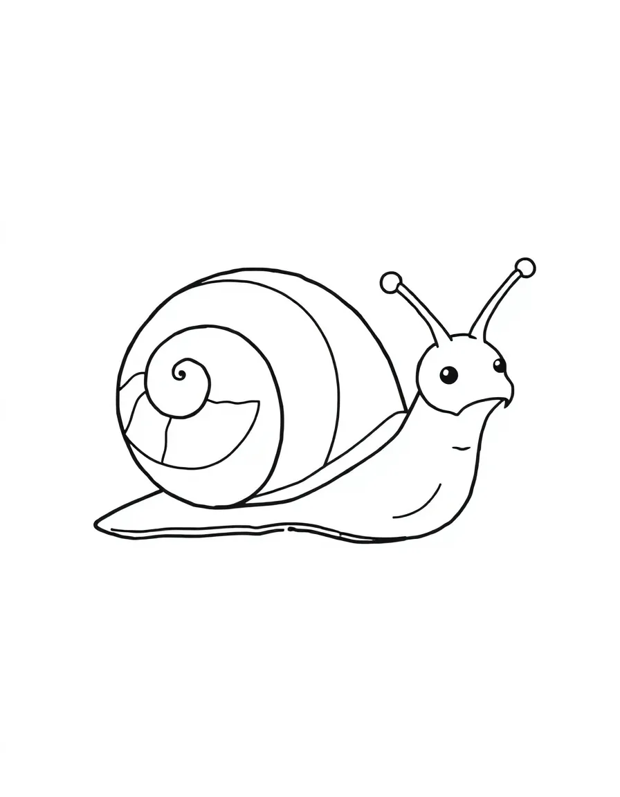 a patient snail slowly moving coloring page