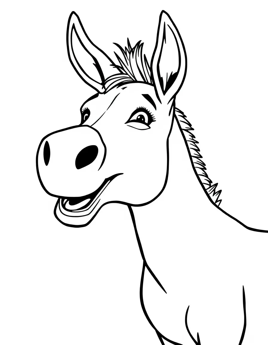 a happy donkey braying coloring page
