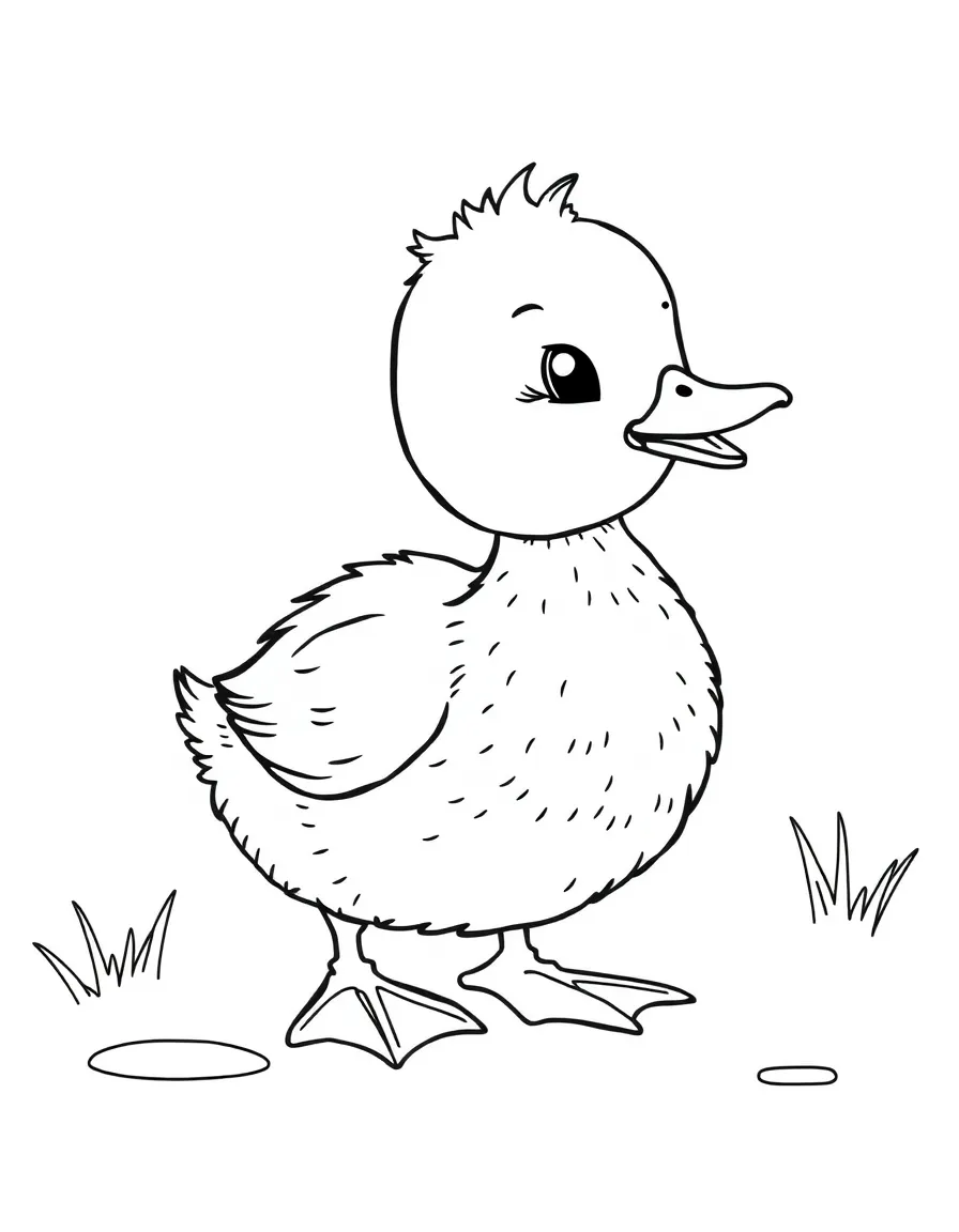 a sweet little duck waddling coloring page