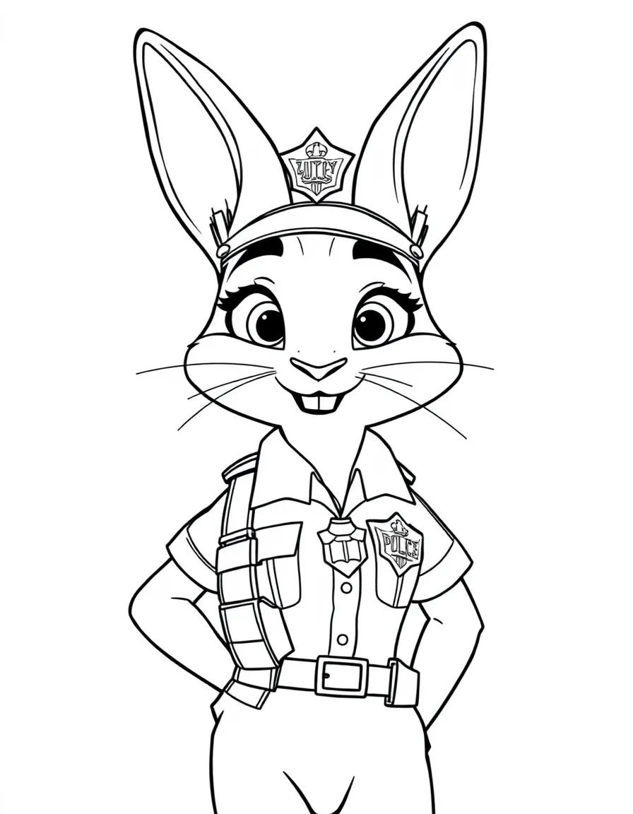 (Zootopia) Judy Hopps proudly wearing her police uniform and badge  