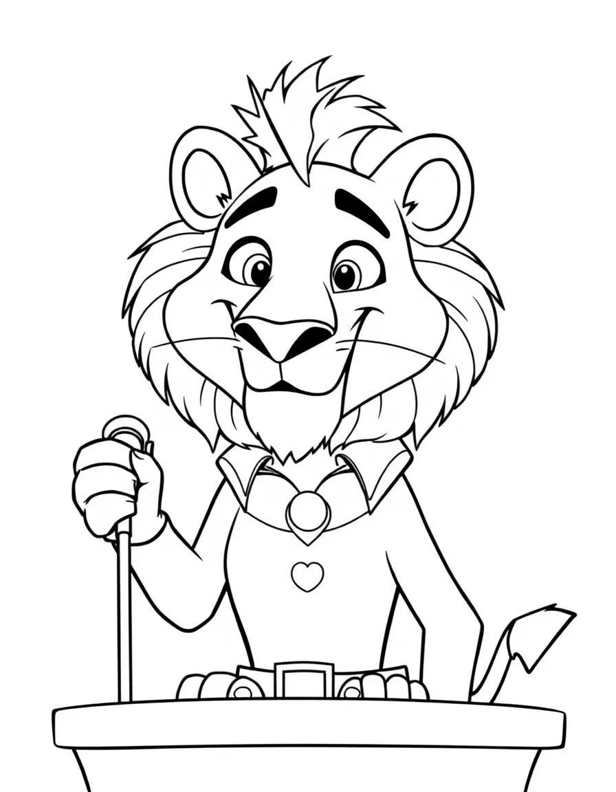 (Zootopia) Mayor Lionheart giving a speech with a proud expression  