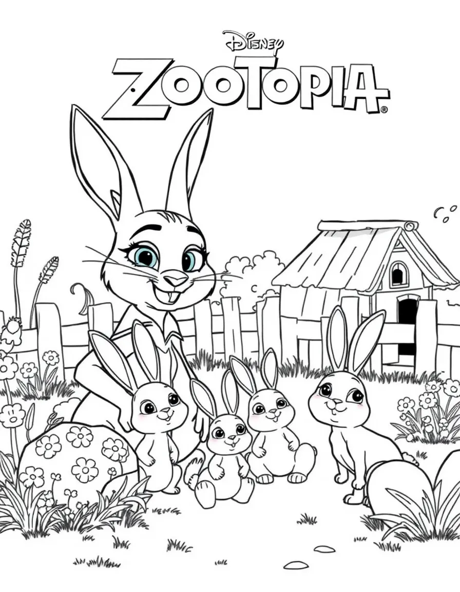 (Zootopia) Bunnyburrow with Judy’s large bunny family on the farm  