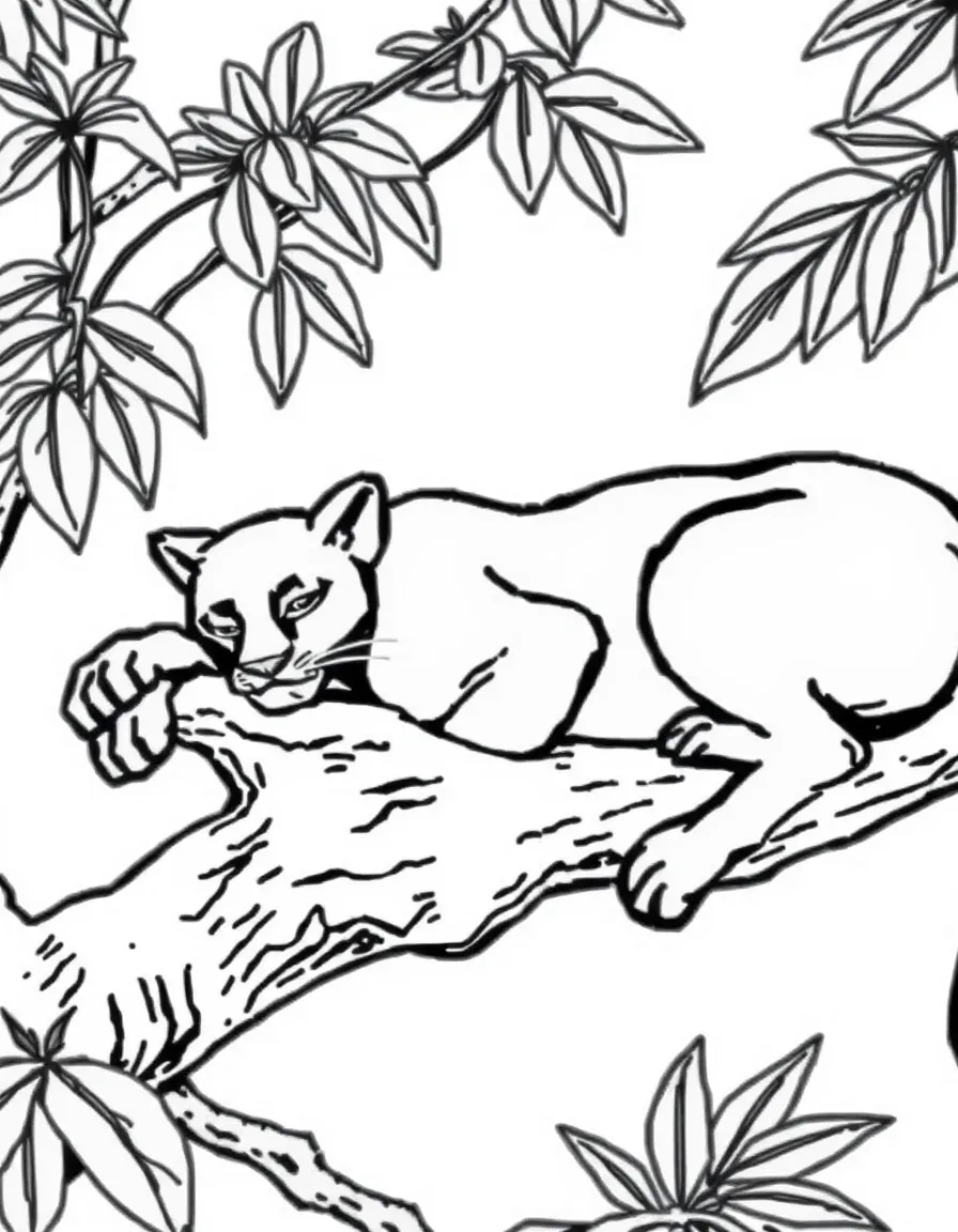 (The Jungle Book) Bagheera the black panther resting on a tree branch