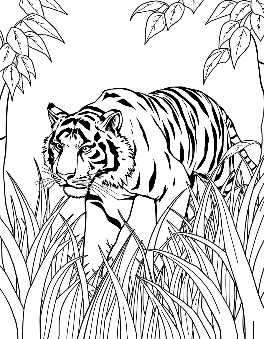 (The Jungle Book) Shere Khan the tiger prowling through the tall grass