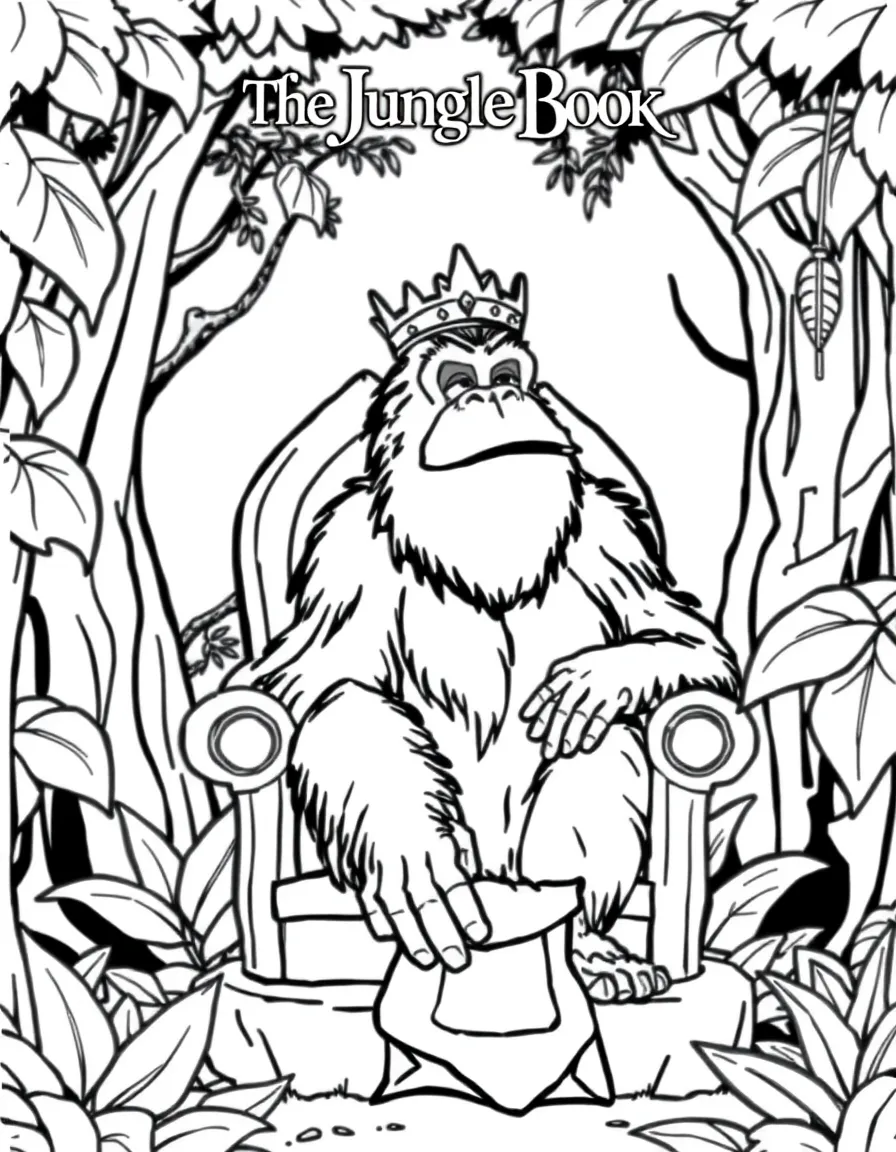 (The Jungle Book) King Louie the orangutan sitting on his jungle throne