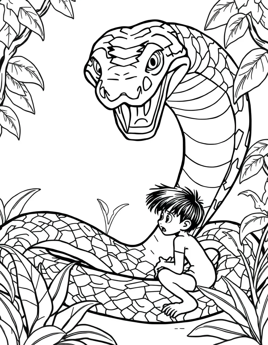 (The Jungle Book) Kaa hypnotizing Mowgli with swirling eyes