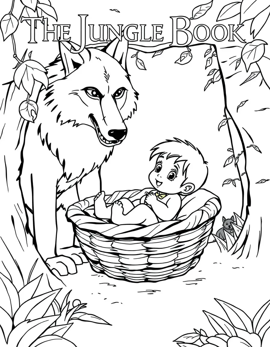 (The Jungle Book) Baby Mowgli being found in a basket by the wolf family