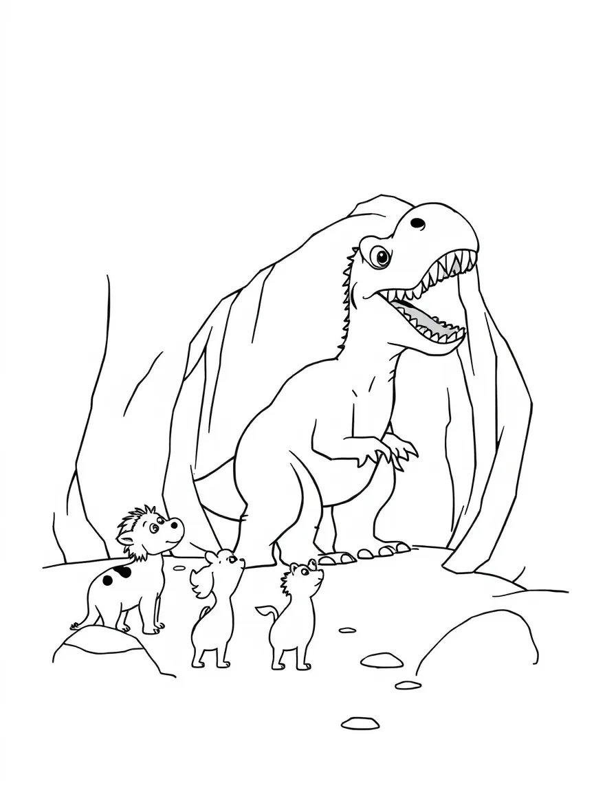 (Ice Age) The herd discovering a frozen dinosaur in the ice