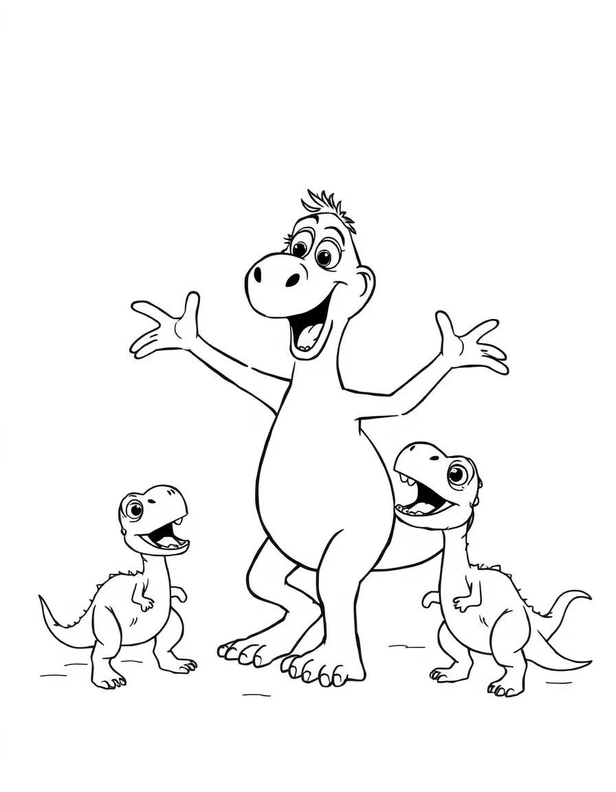 (Ice Age) Sid dancing around with baby dinosaurs