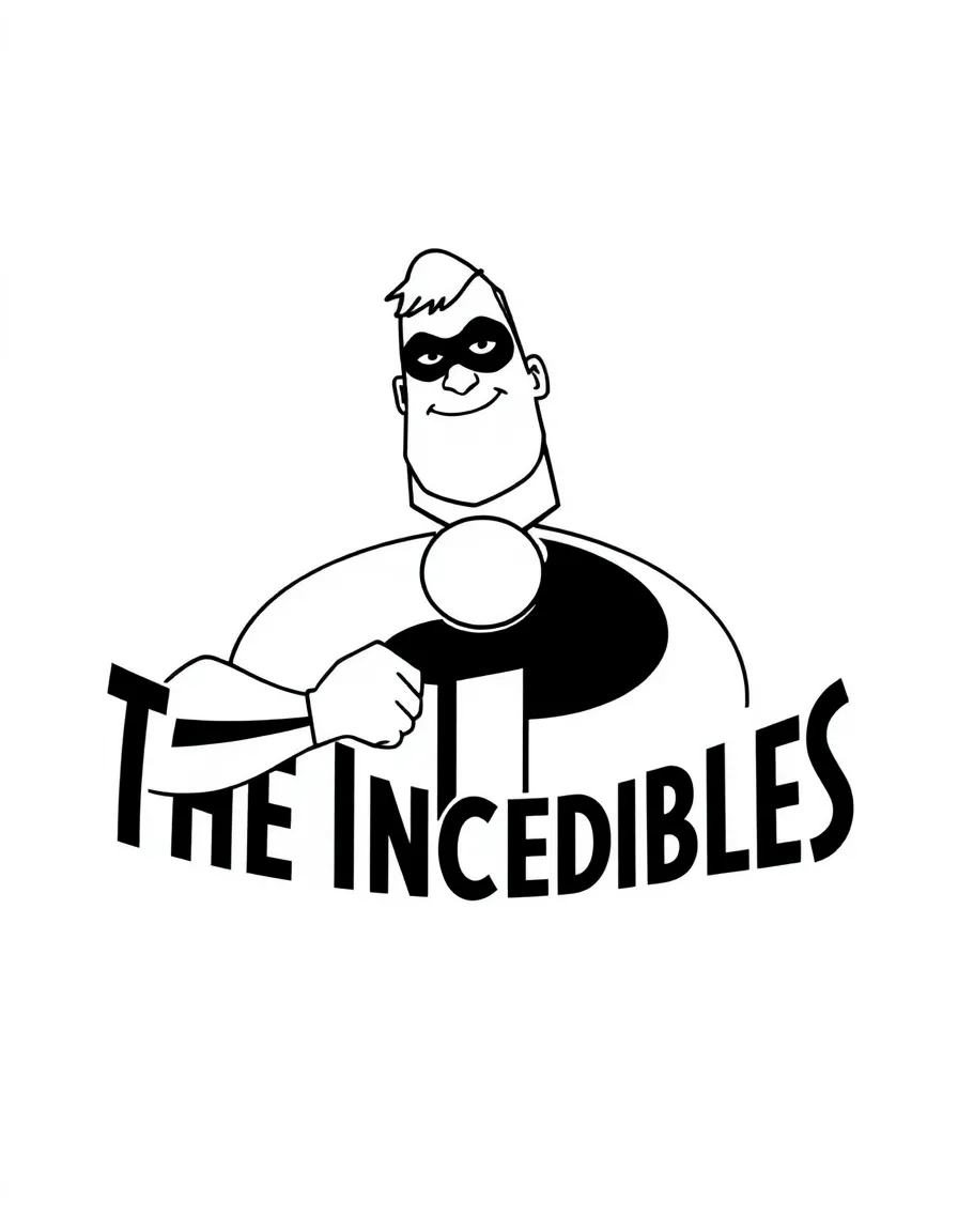(The Incredibles) The Incredibles logo in bold lines