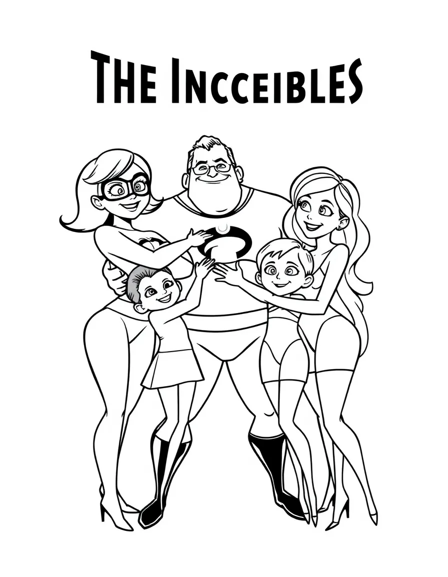 (The Incredibles) The entire family giving each other a group hug