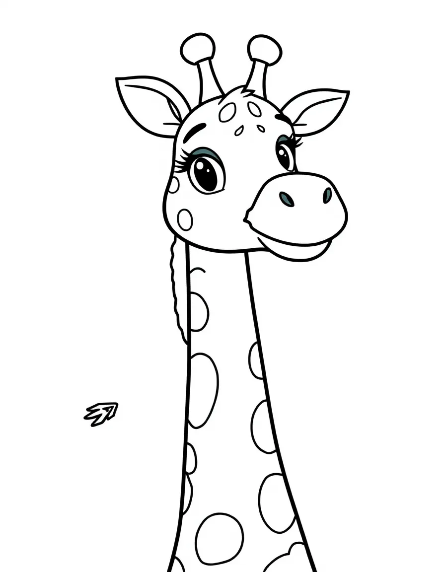 Cheerful cartoon giraffe coloring page