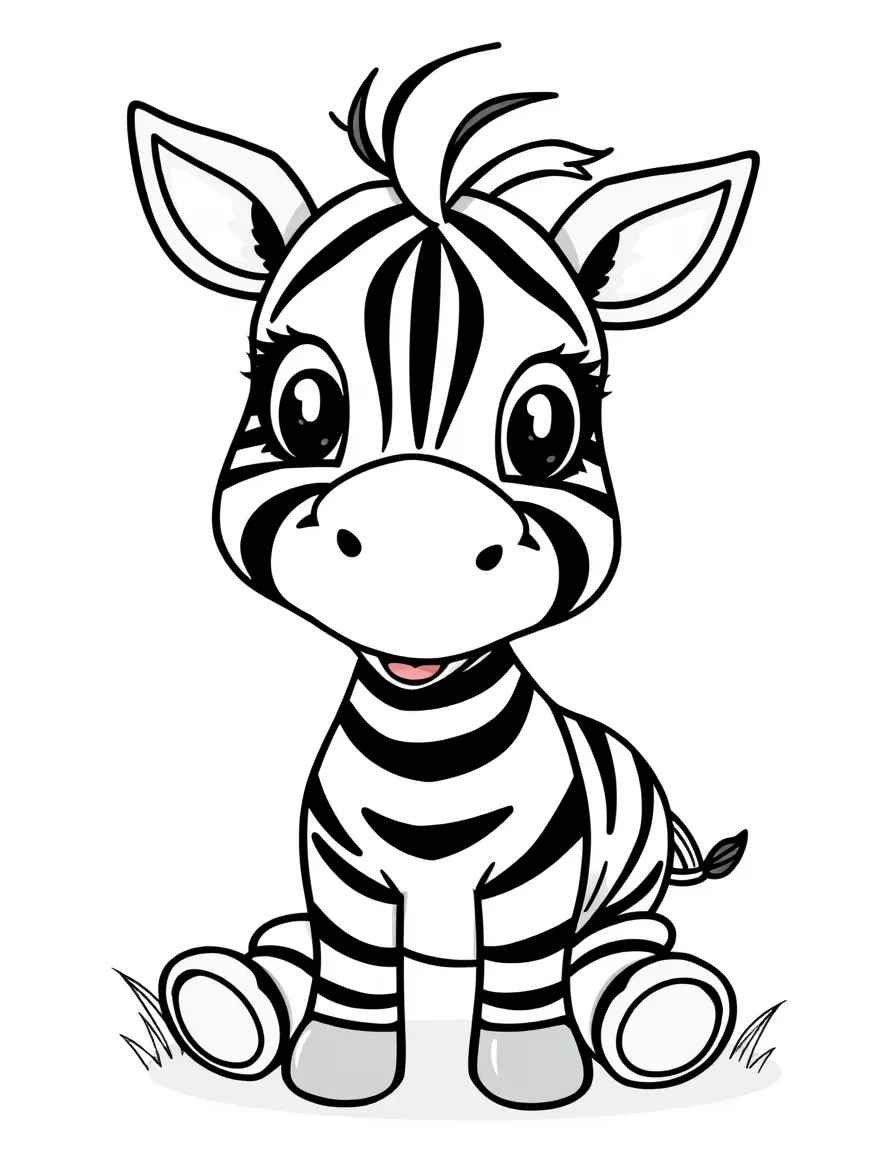 Cheerful cartoon zebra coloring page