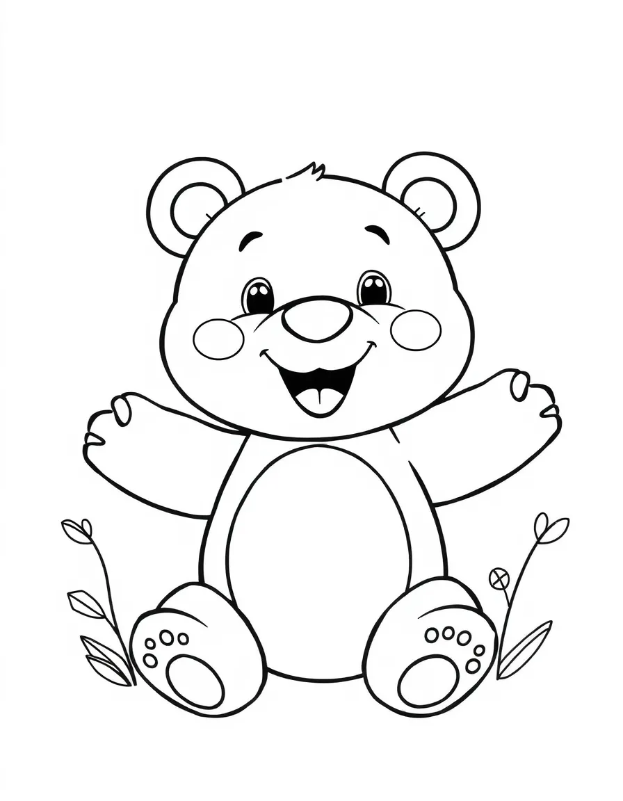 Cheerful cartoon bear coloring page