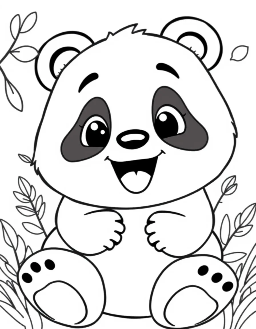 Cheerful cartoon panda coloring page