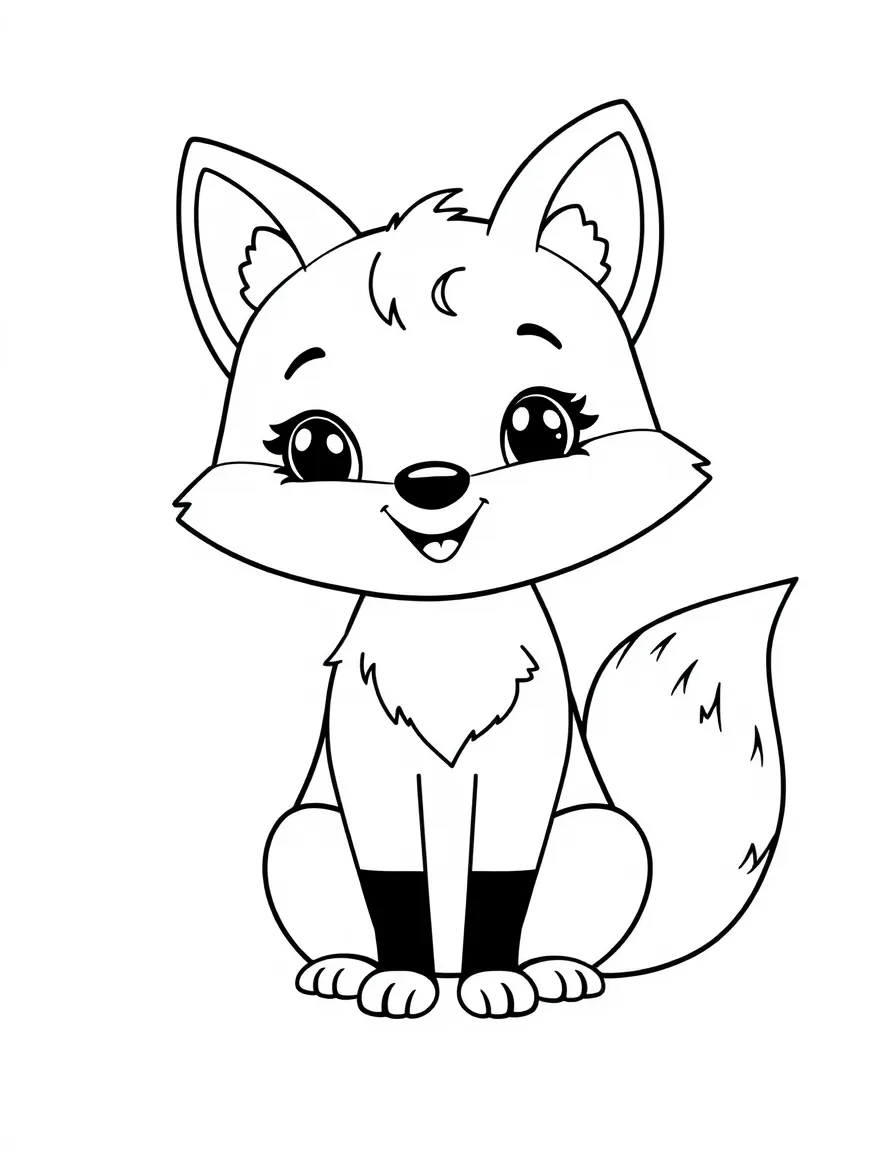 Cheerful cartoon fox coloring page
