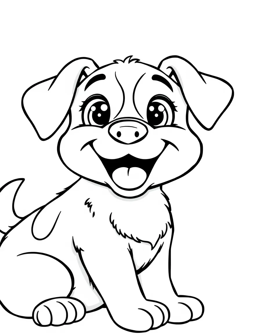 Cheerful cartoon dog coloring page