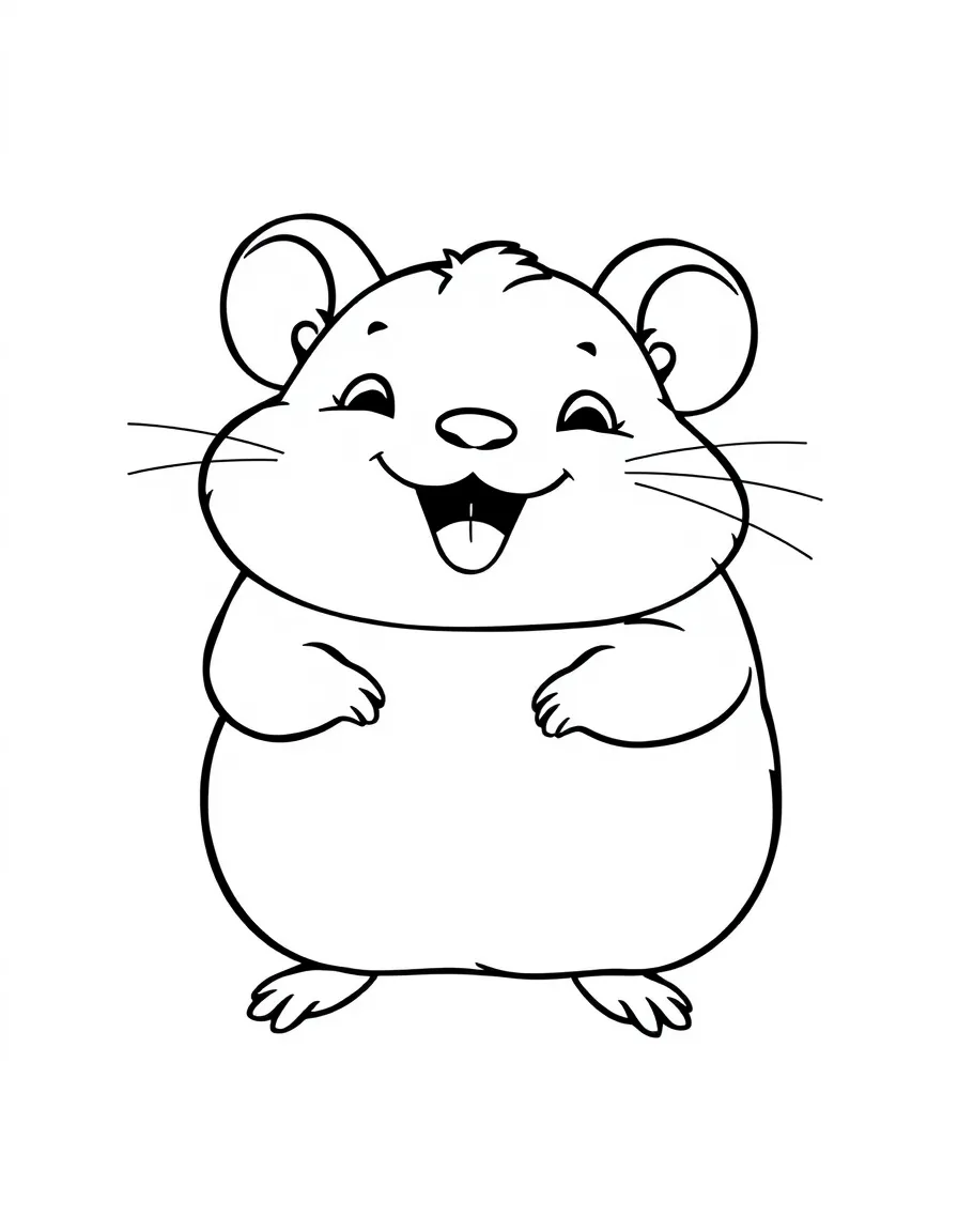 Cheerful cartoon hamster coloring page