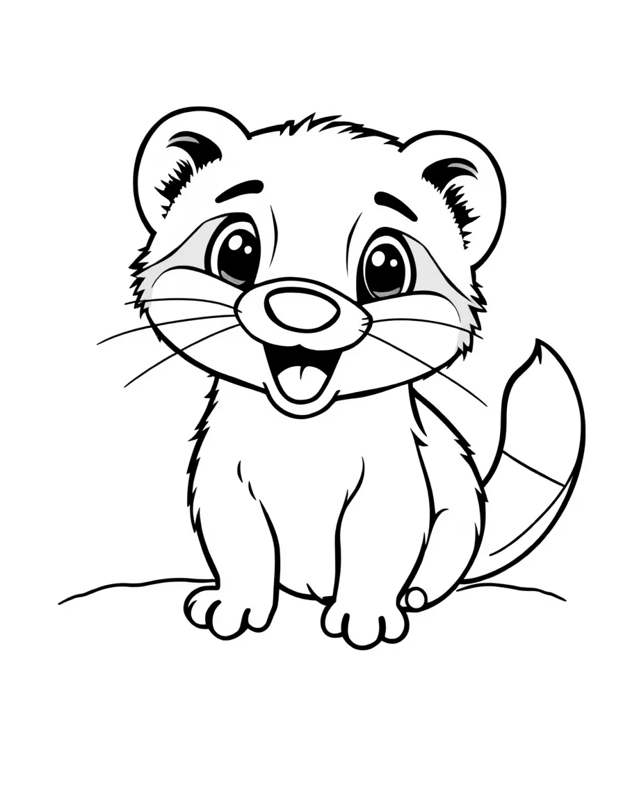 Cheerful cartoon ferret coloring page