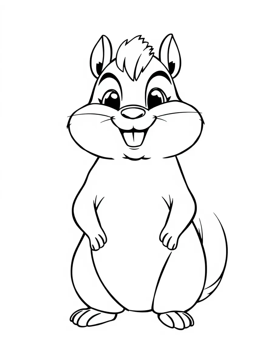 Cheerful cartoon chipmunk coloring page